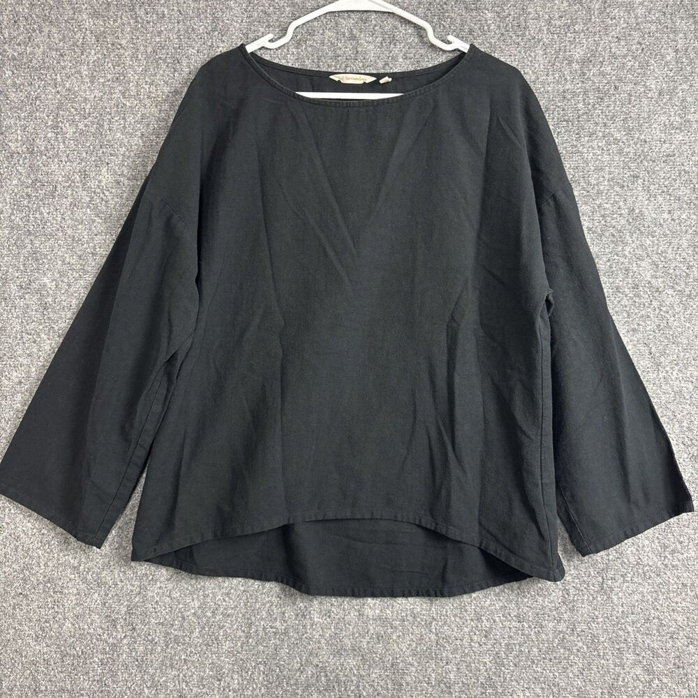 Soft Surroundings Top Blouse Womens Size M Black Cotton
